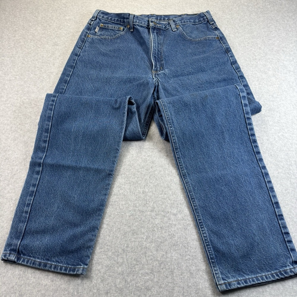 Carhartt Jeans Men's Blue B17 DST Relaxed Fit Tapered Leg Denim 36x34-(33)